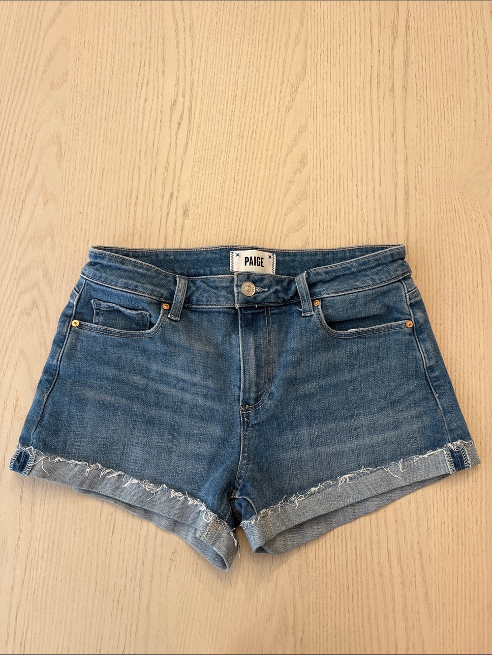PAIGE Women's Blue Denim Cutoff Shorts